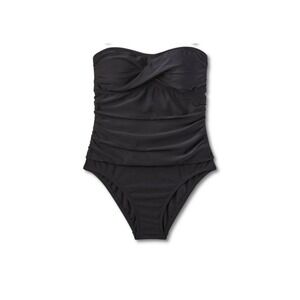 Kano Sol‎ black Twist-Front Bandeau 1 piece swimsuit with tummy control S